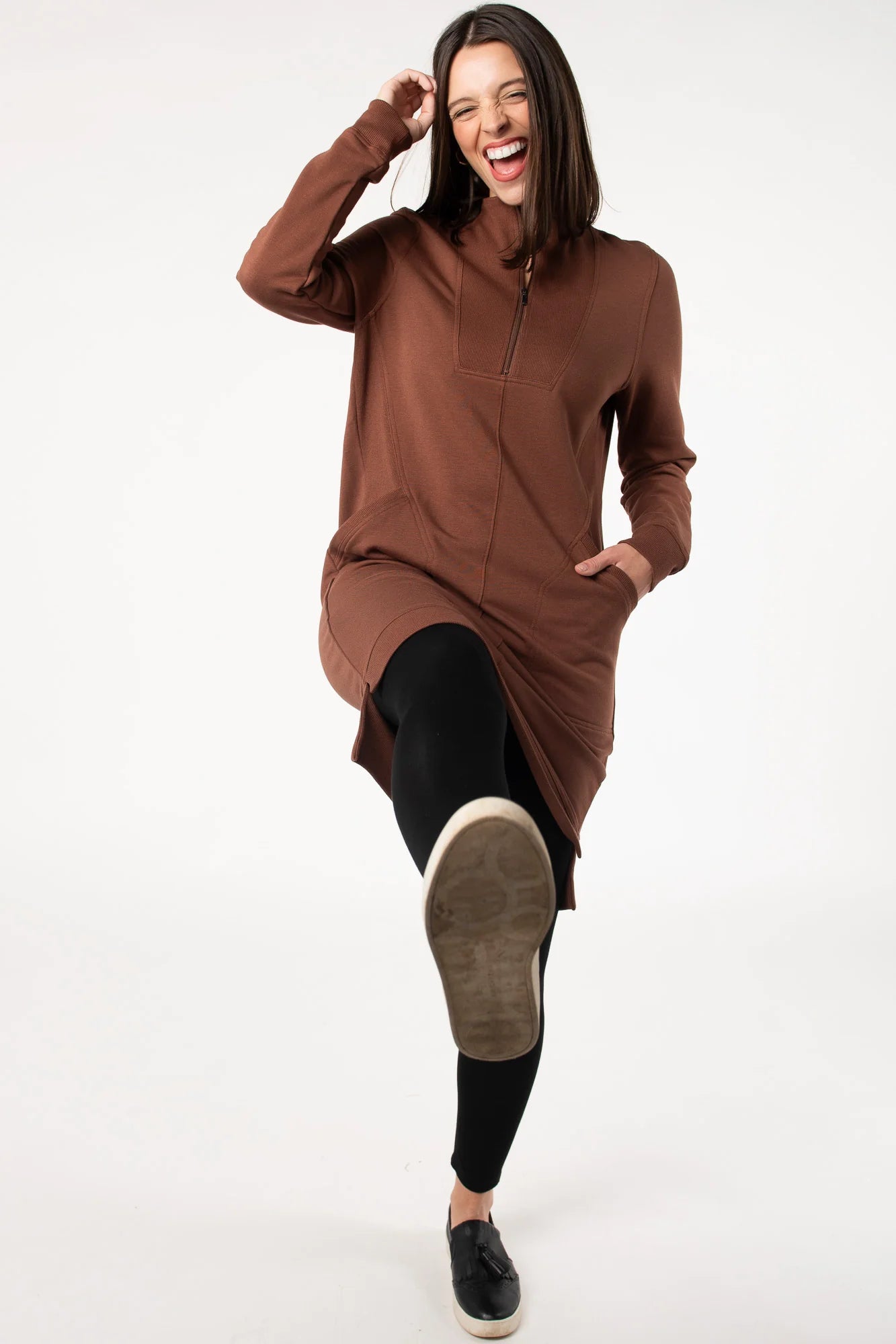 Terrera Sabelle half zip fleece dress