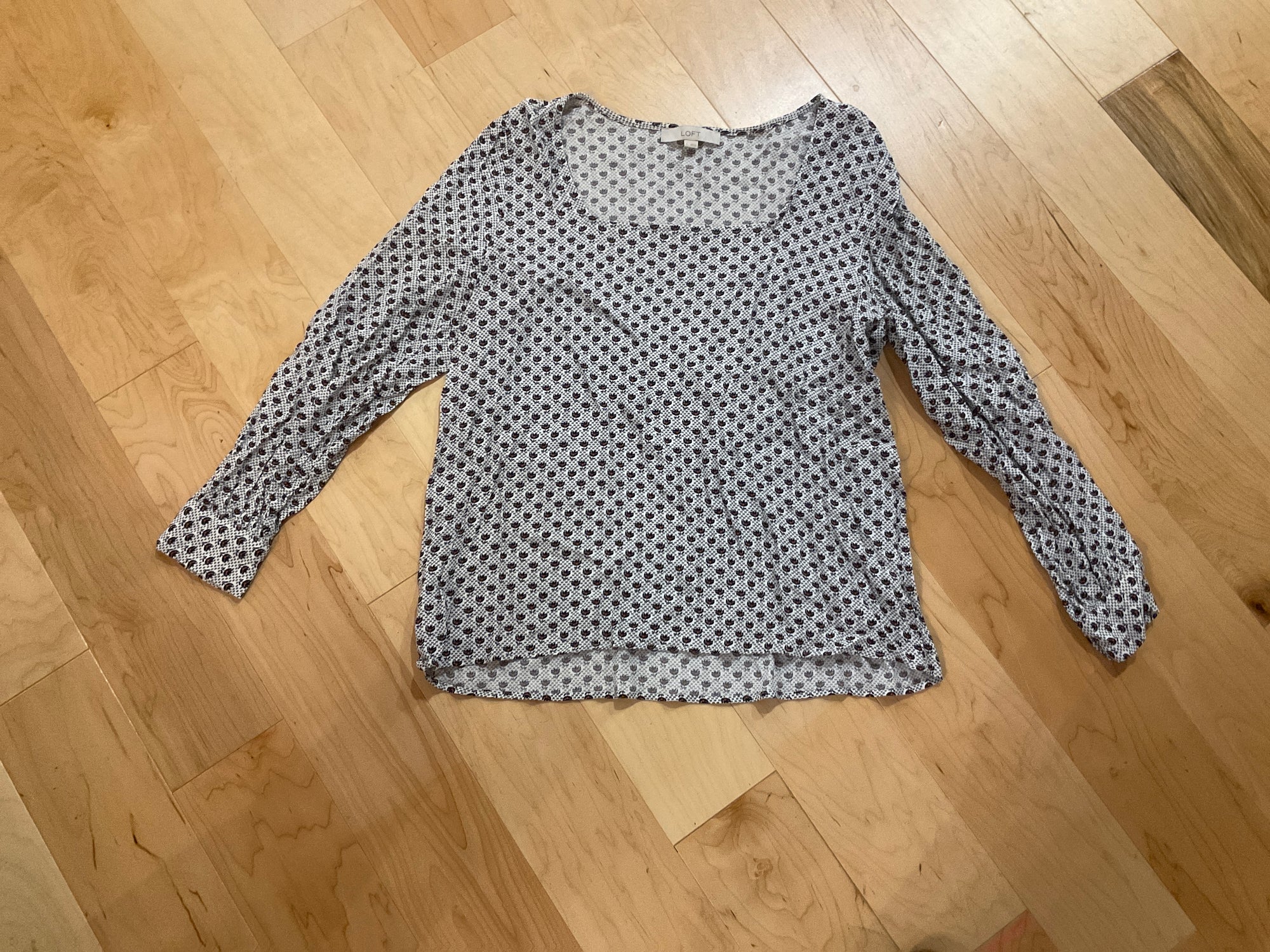 FLORAL PATTERN LOFT LONG SLEEVE SHIRT L