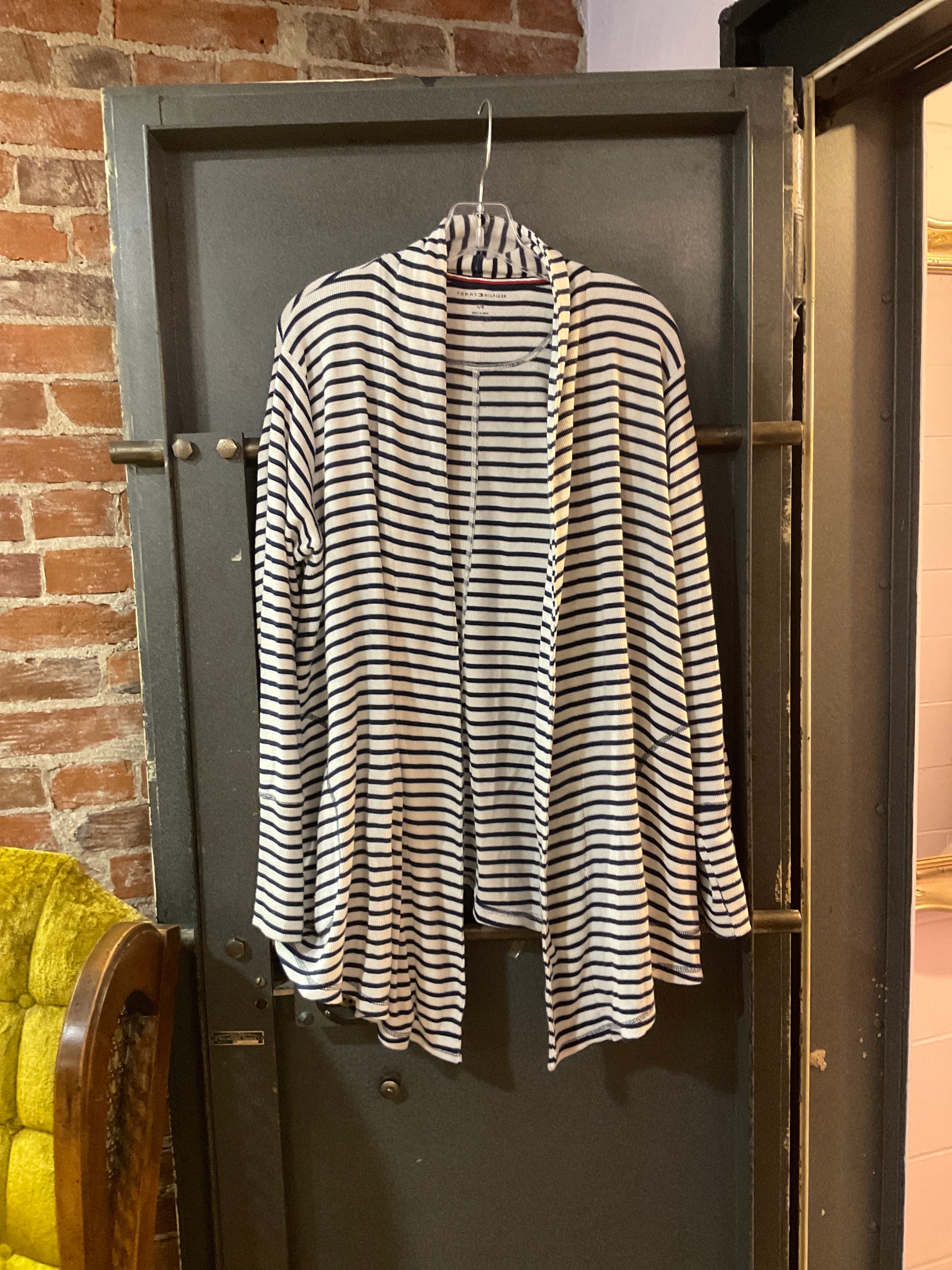 NAVY/WHITE STRIPE TOMMY HILFIGER CARDIGAN L