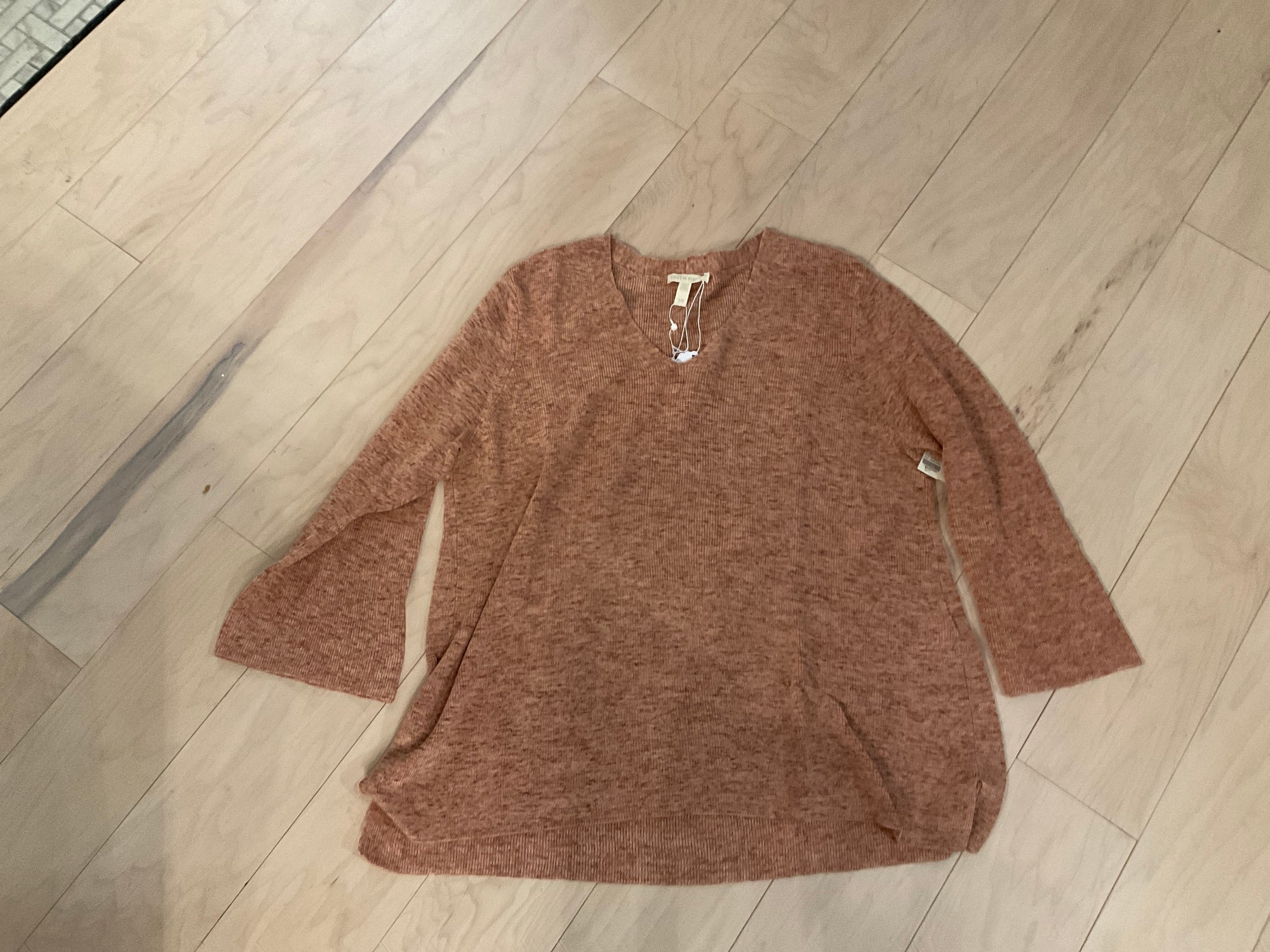 {{ClientCode}} BURNT ORANGE EILEEN FISHER LONG SLEEVE SHIRT, L