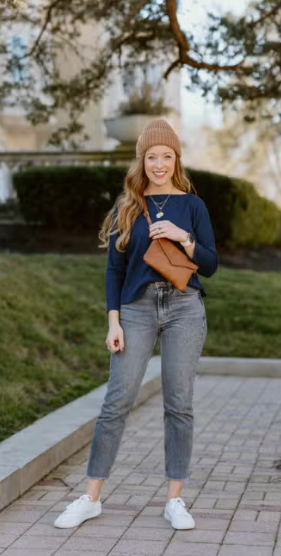 Ribbed Knit Boxy Long Sleeve Top