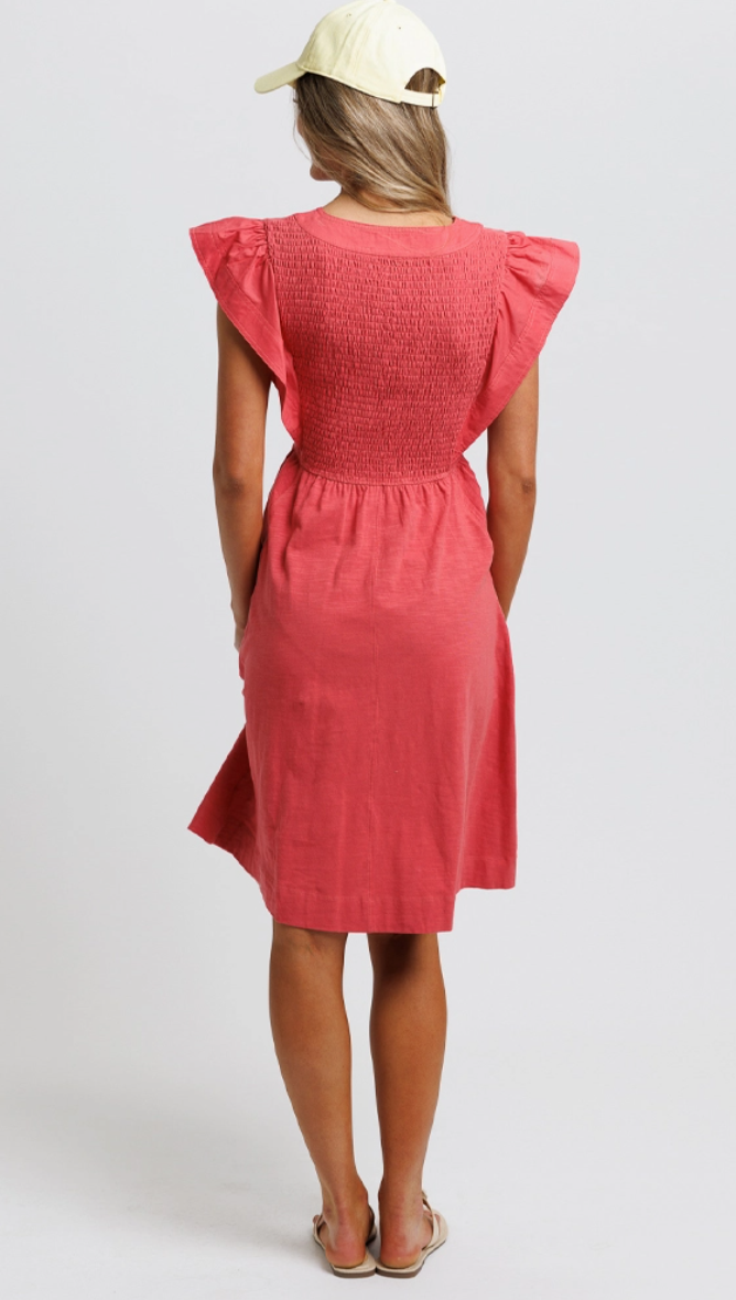 Downeast - Soleil Red Short Sleeve Dress