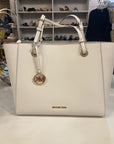 WHITE MICHAEL KORS TOTE PURSE