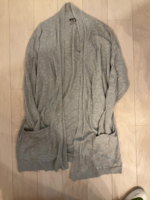 {{ClientCode}} GREY EILEEN FISHER OPEN CARDIGAN, M