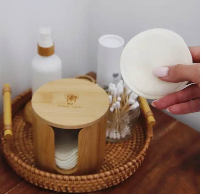 Bamboo Storage Box with Hemp + Cotton Rounds