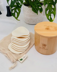 Bamboo Storage Box with Hemp + Cotton Rounds