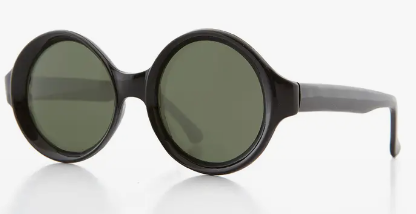 Round Mod Vintage Sunglass with Beveled Frame - Trudy