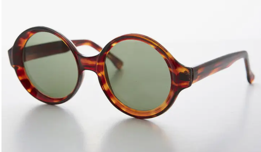Round Mod Vintage Sunglass with Beveled Frame - Trudy
