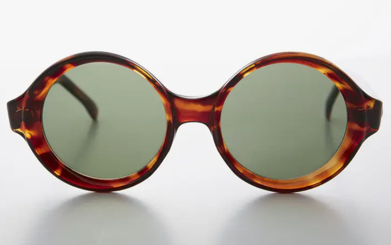 Round Mod Vintage Sunglass with Beveled Frame - Trudy