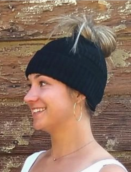 Messy Bun Alpaca Hat