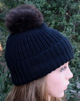 100% Alpaca Pom-Pom Beanie Hat
