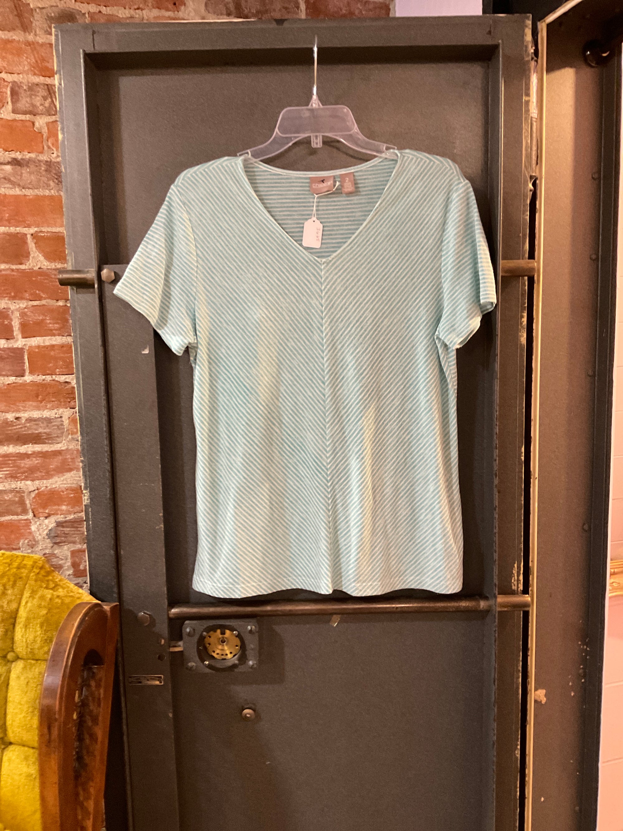 TEEL/WHITE CHICOS SHORT SLEEVE SHIRT 2