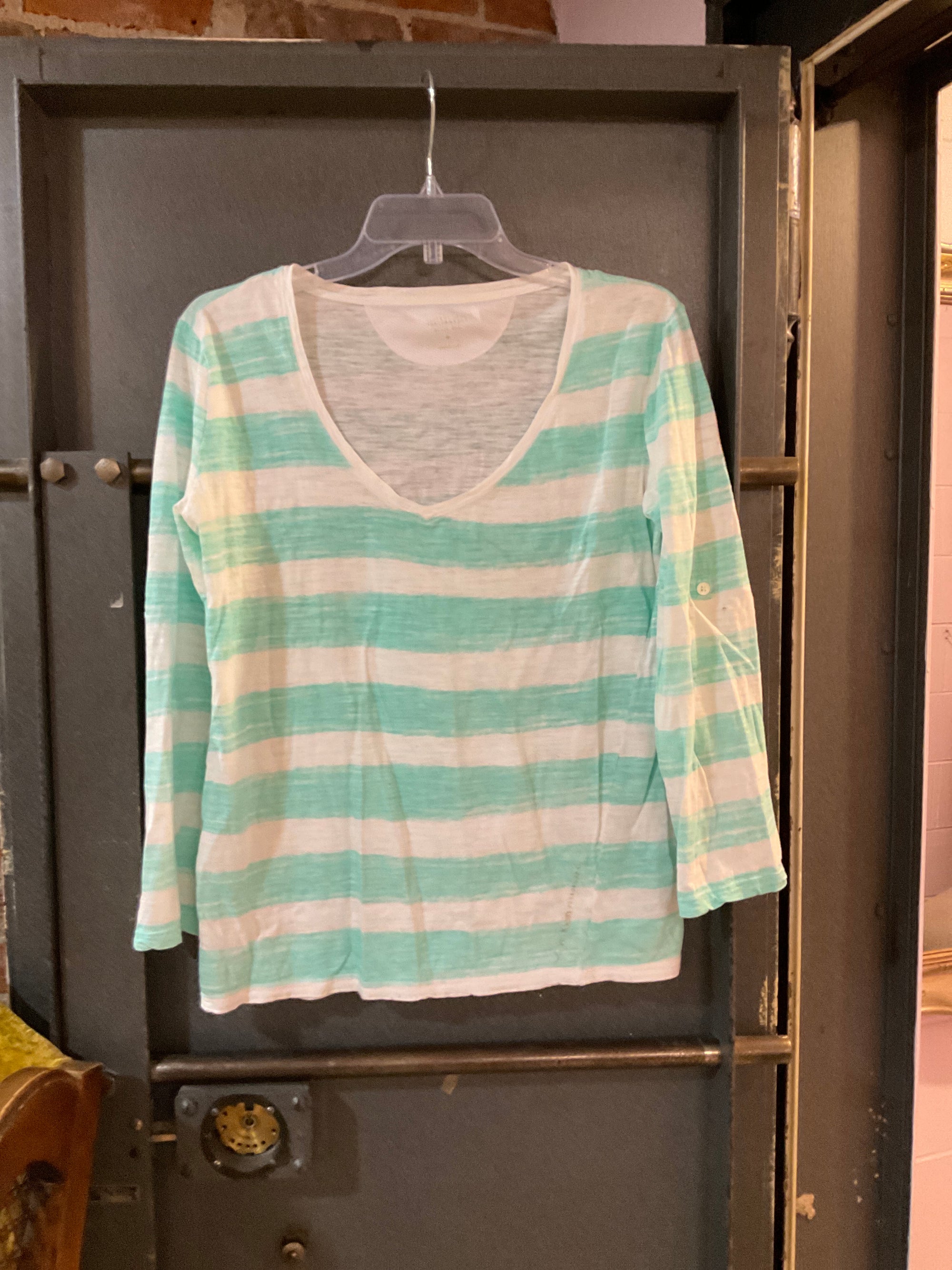 STRIPE TEAL/WHITE UNKNOWN LONG SLEEVE SHIRT L
