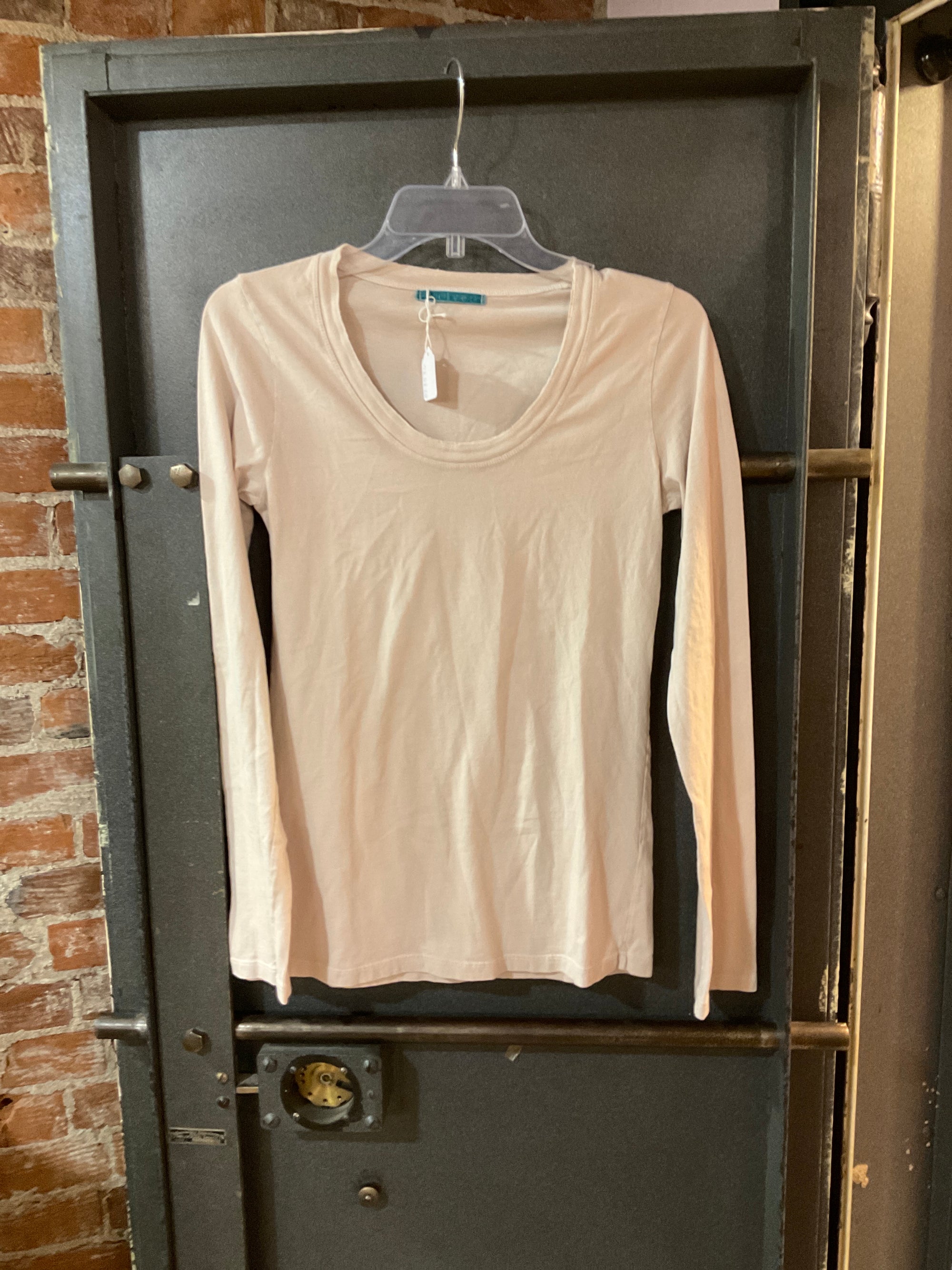 CREAM VELVET LONG SLEEVE SHIRT S