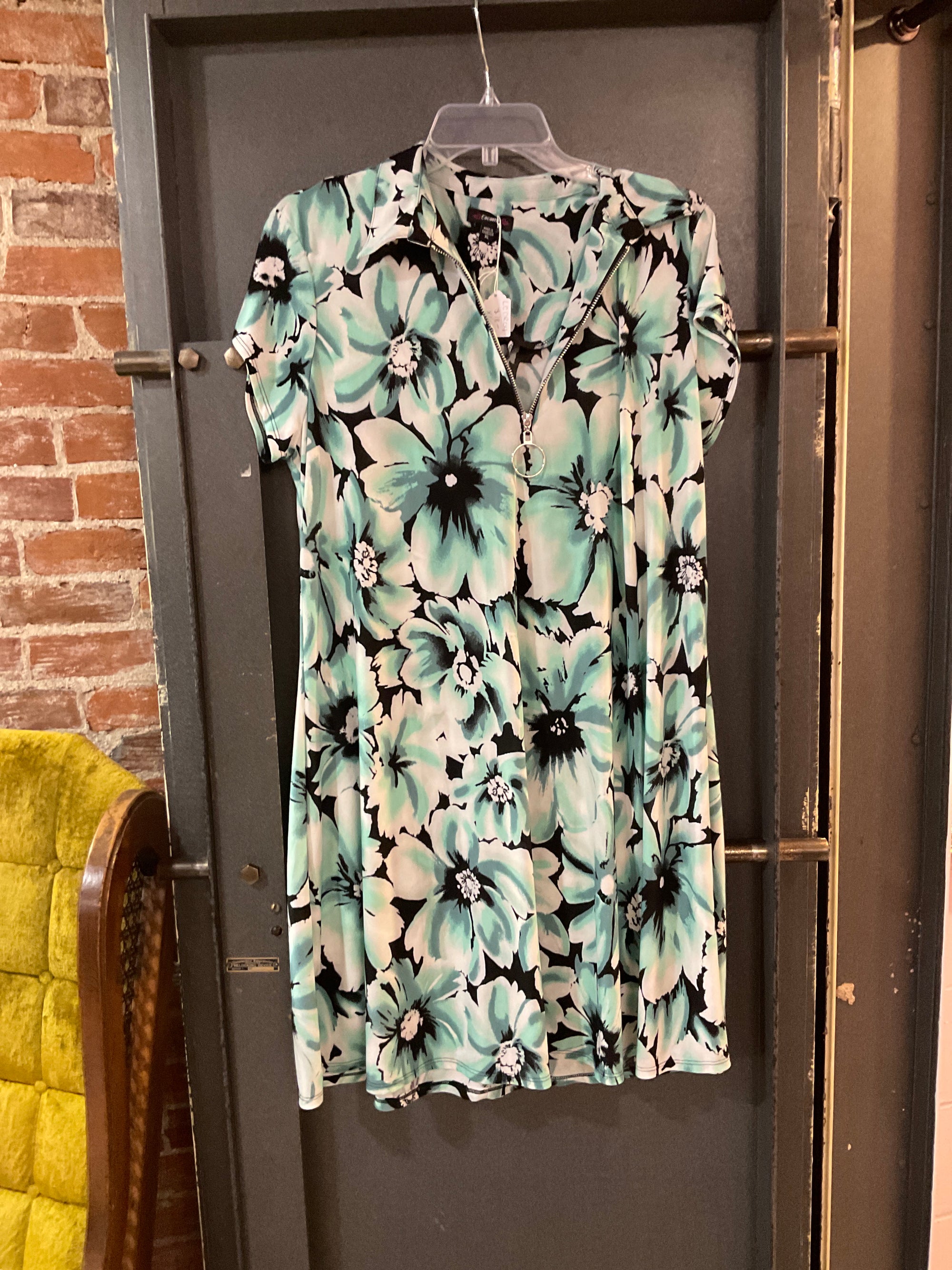 TEAL PATTERN COCOMO DRESS XL