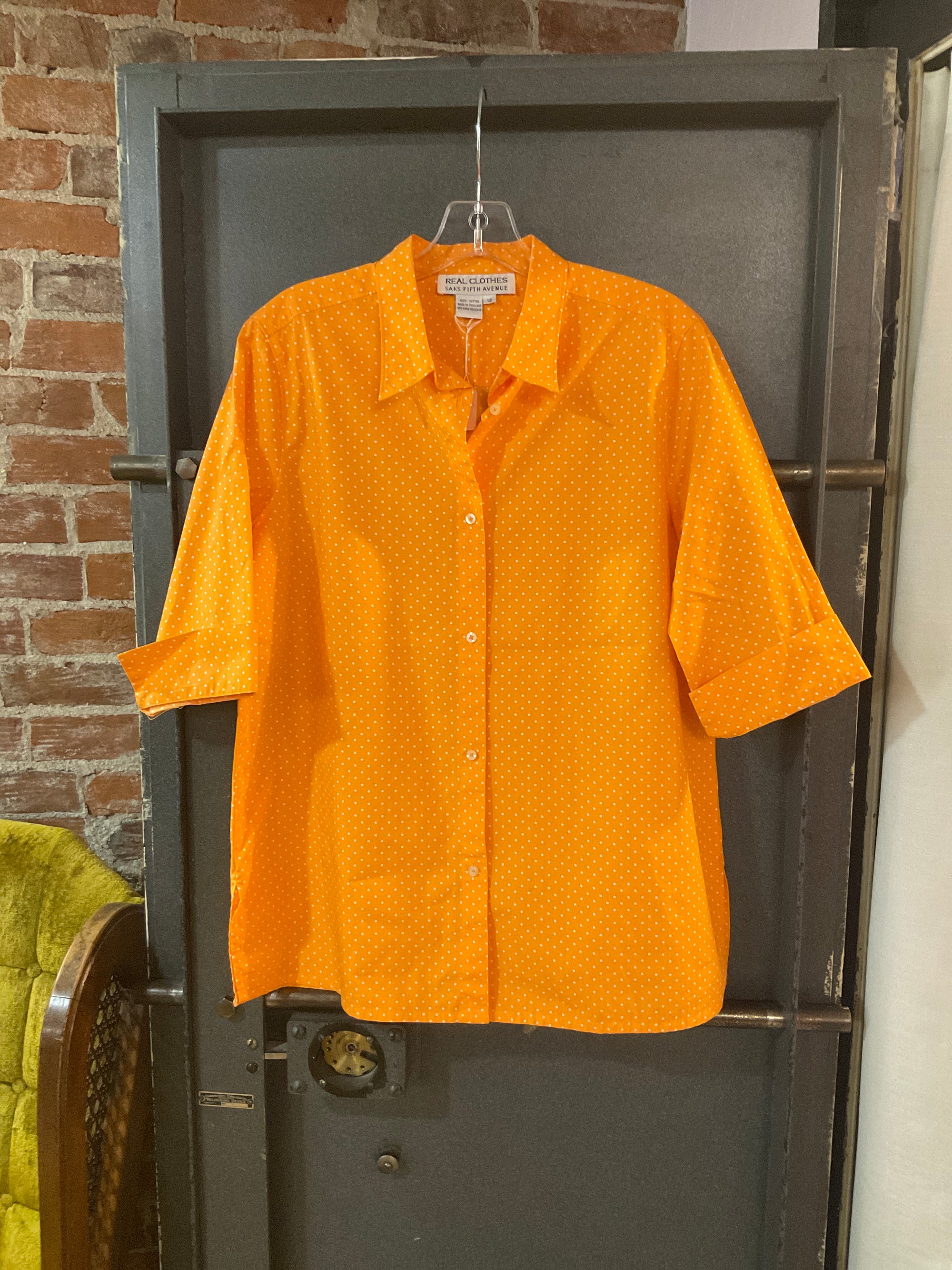 ORANGE SAKS FIFTH AVE SHORT SLEEVE SHIRT 12