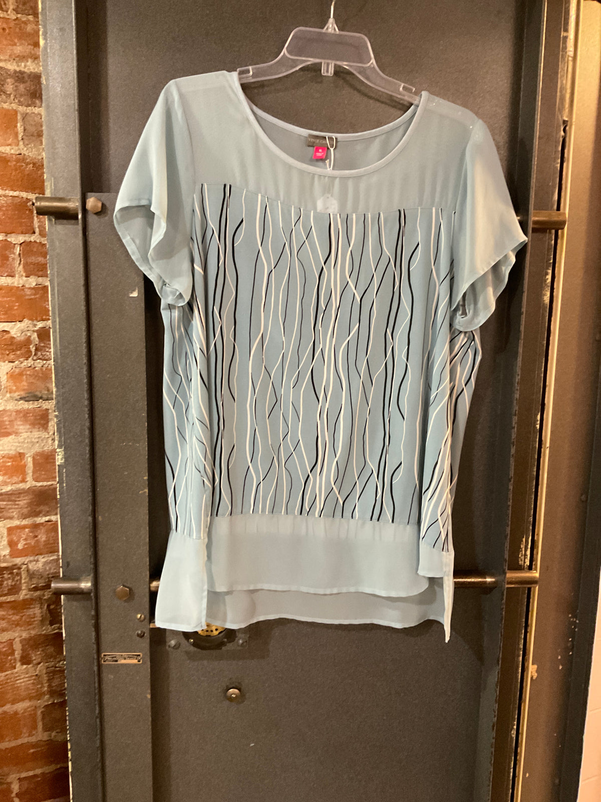 TEAL PATTERN VINCE CAMUTO SHORT SLEEVE SHIRT XL