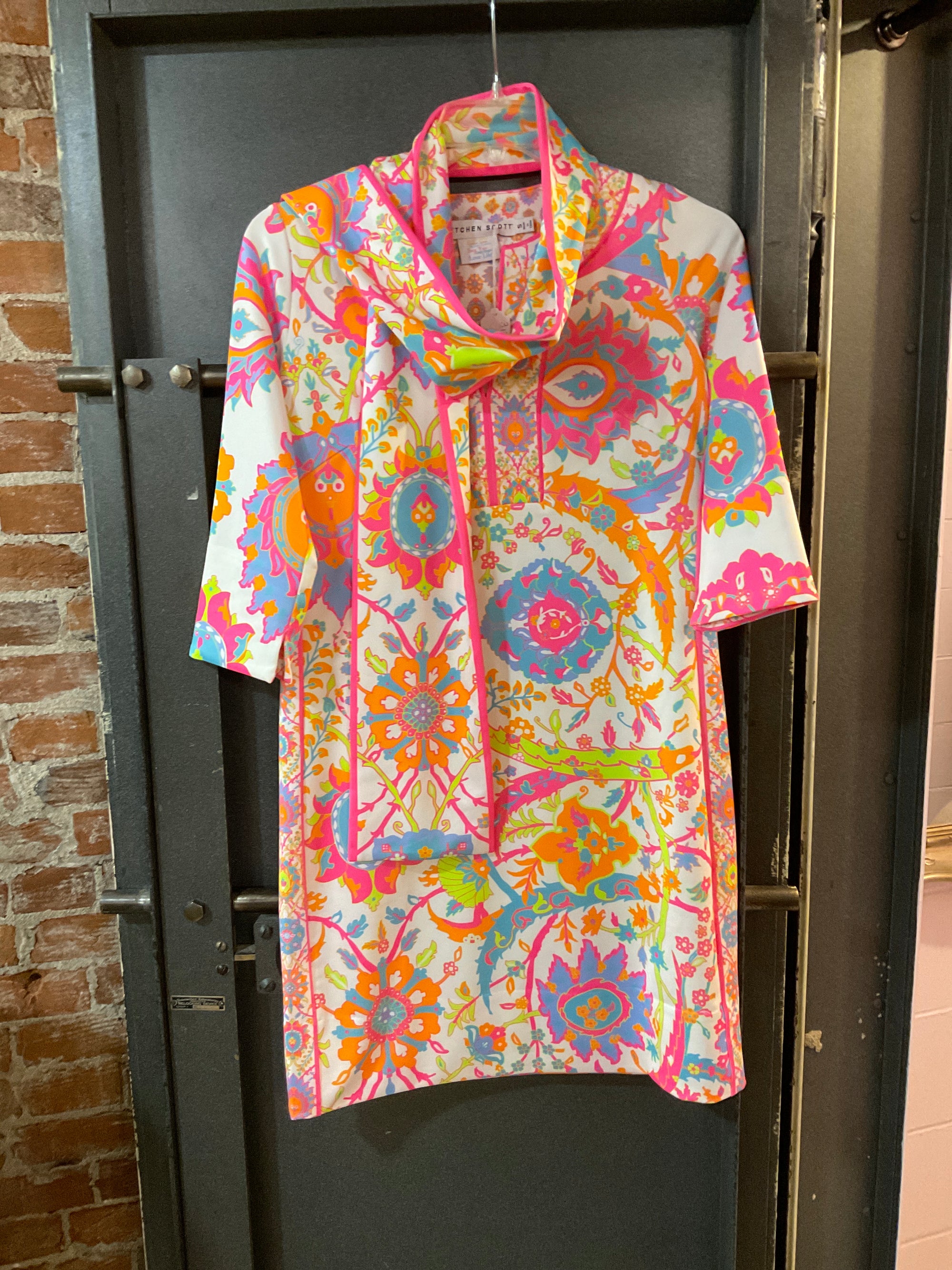 PATTERNED PINK/GREEN/BLUE GRETCHEN SCOTT DRESS S
