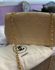 TAN CHANEL CAVIAR BORDER SINGLE FLAP PURSE