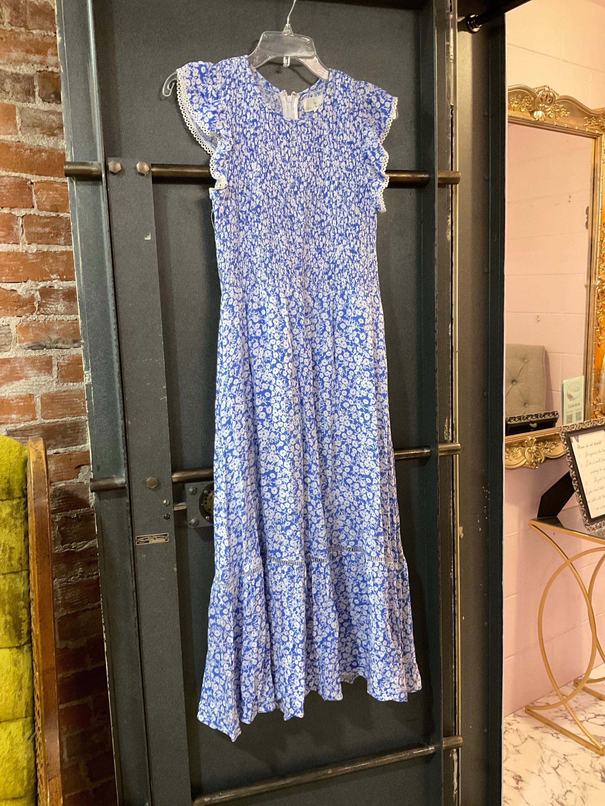 BLUE/WHITE FLORAL Lost + Wonder DRESS S