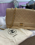 TAN CHANEL CAVIAR BORDER SINGLE FLAP PURSE