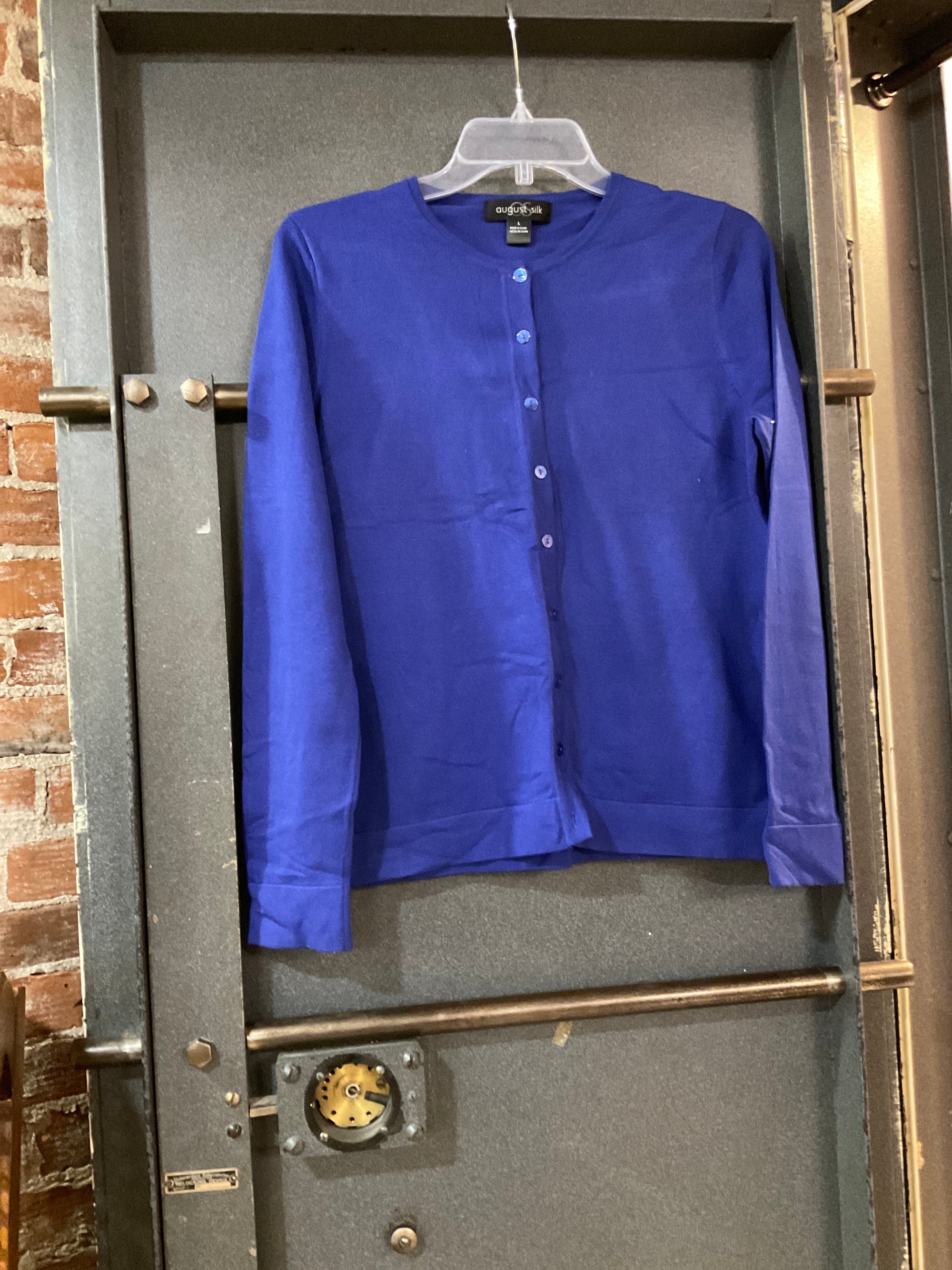 NAVY AUGUST SILK CARDIGAN L