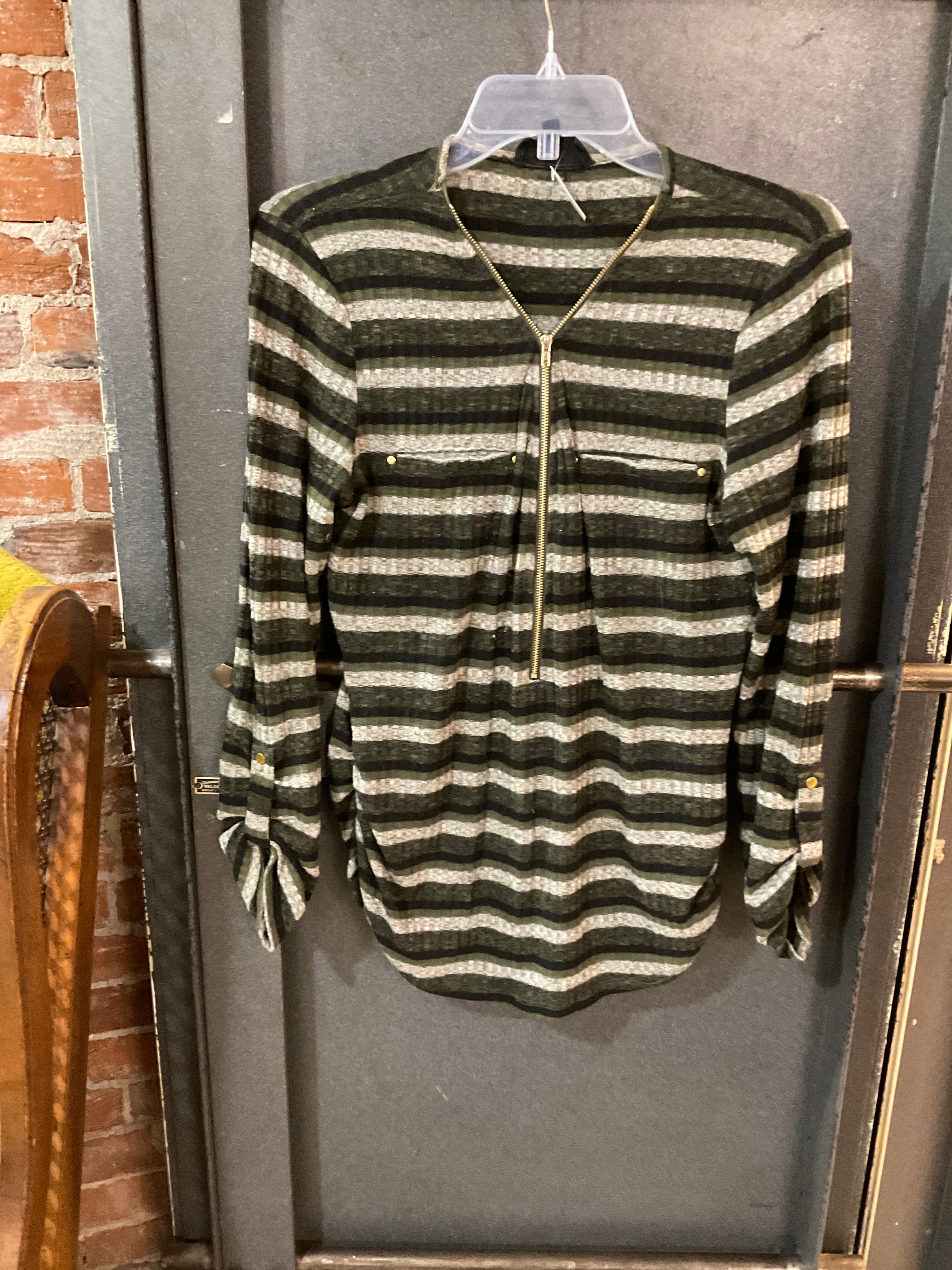 BLACK/GREEN STRIPE SWEET WANDERER LONG SLEEVE SHIRT XL