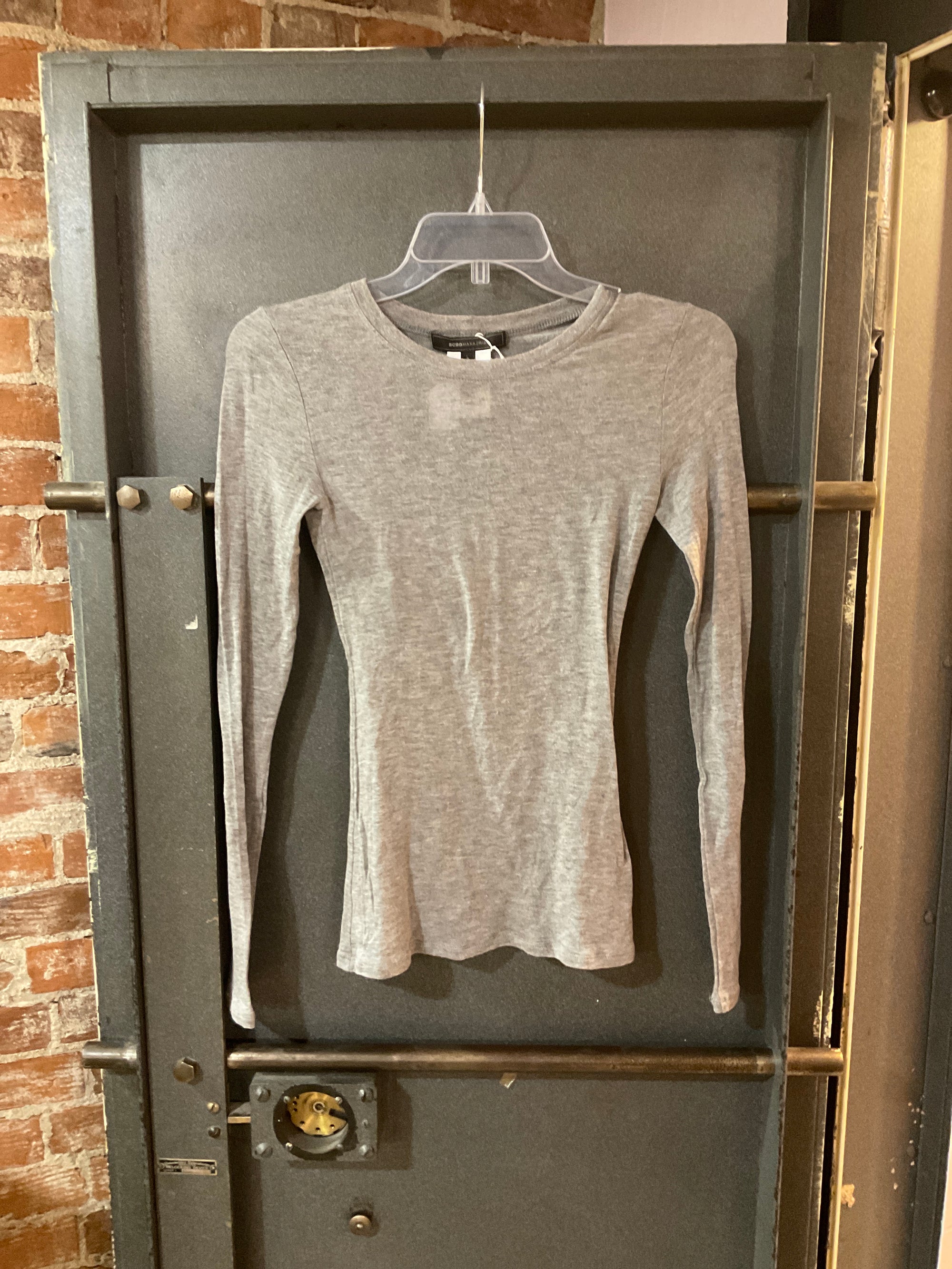 GREY BCBG MAXAZRIA LONG SLEEVE SHIRT S