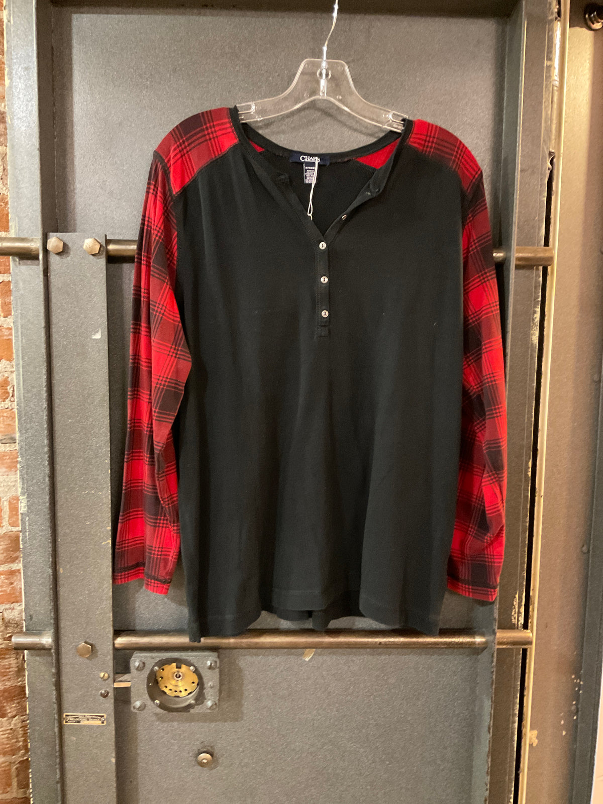 BUFFALO PLAID/BLK CHAPS 3/4 BUTTON UP 1X