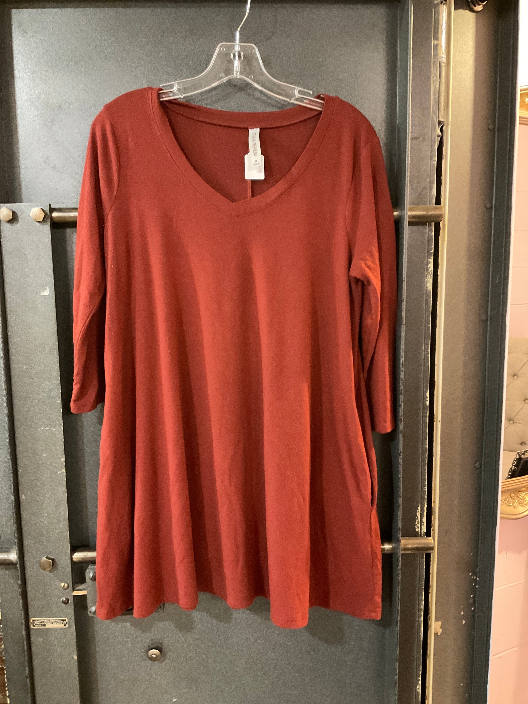 BROWN ZENANA LONG SLEEVE SHIRT M