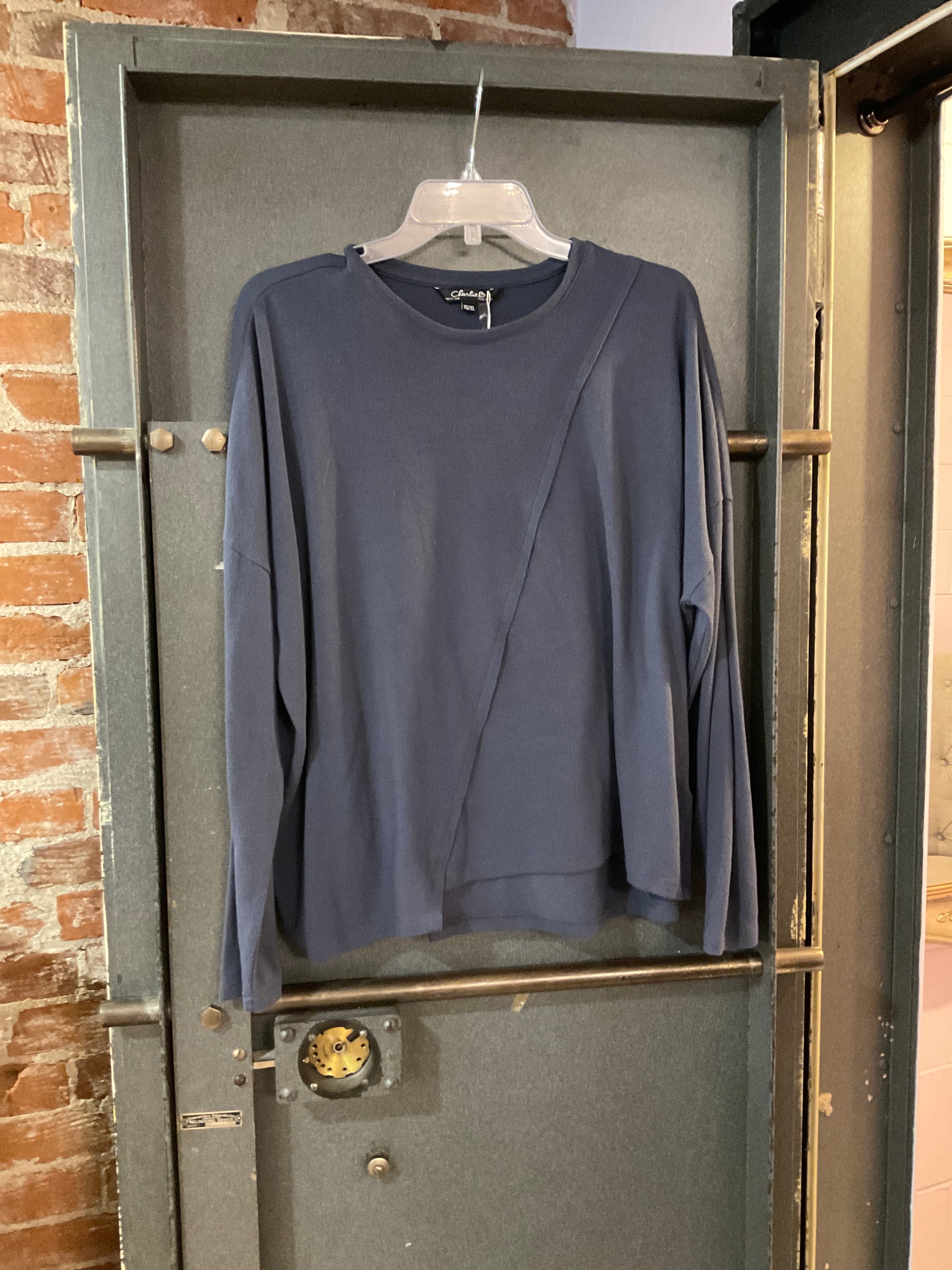 NAVY CHARLIE B LONG SLEEVE SHIRT XL