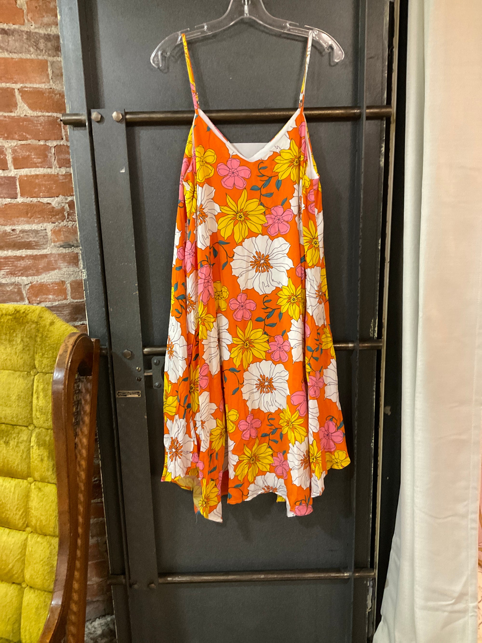 ORANGE FLORAL Emily Wonder DRESS L