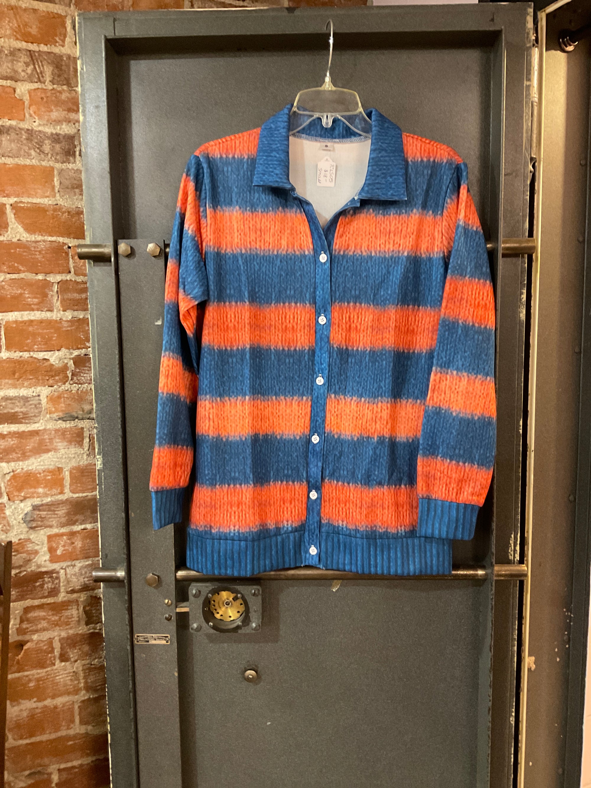 TEAL/ORANGE PATTERN UNKNOWN LONG SLEEVE SHIRT S