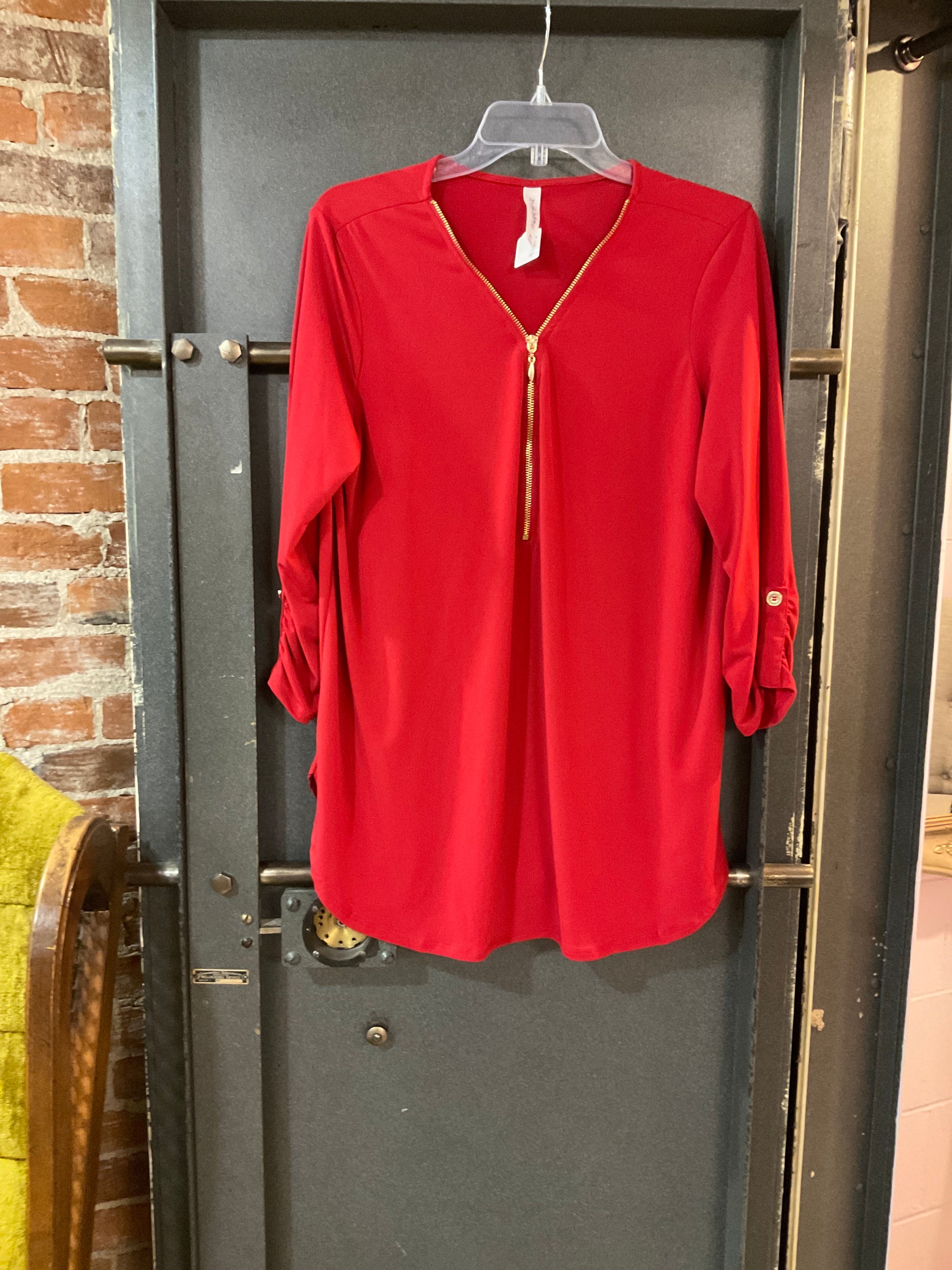 RED ZENANA LONG SLEEVE SHIRT XL