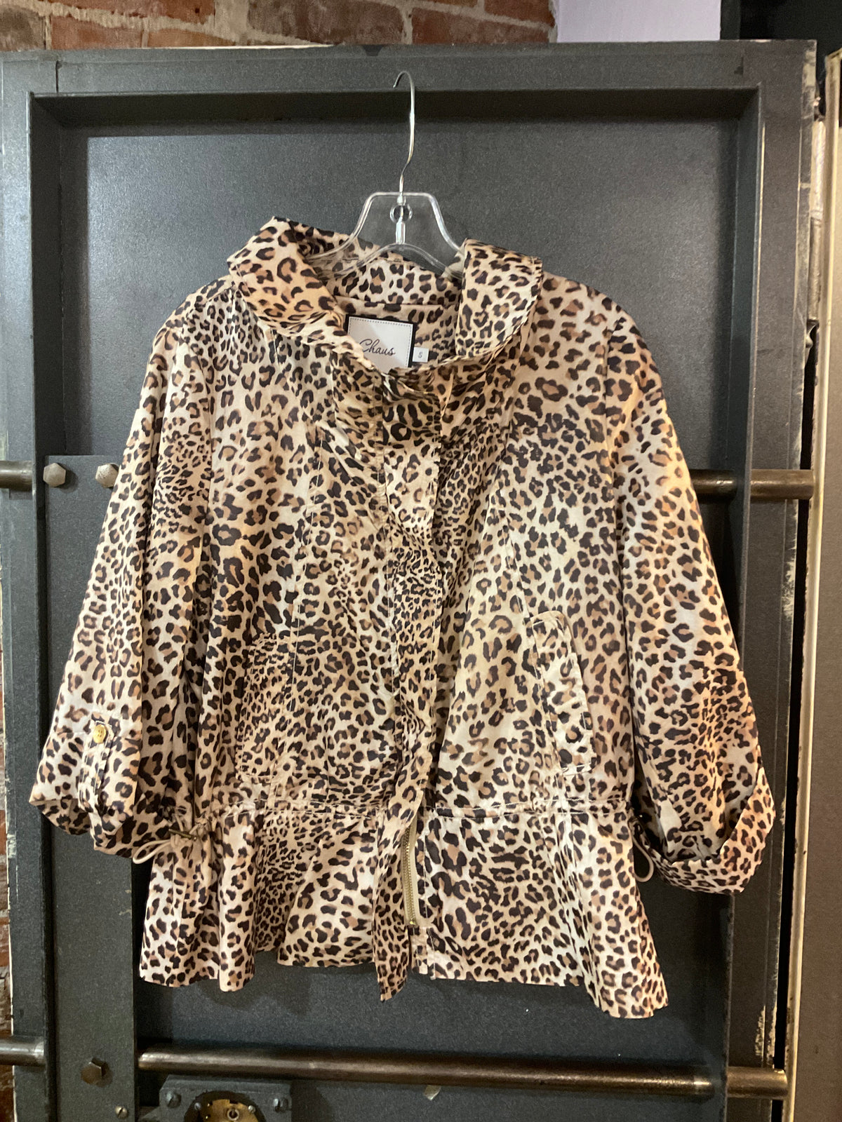 CHEETAH CHAUS CHEETAH PRINT COLLARED JACKET S
