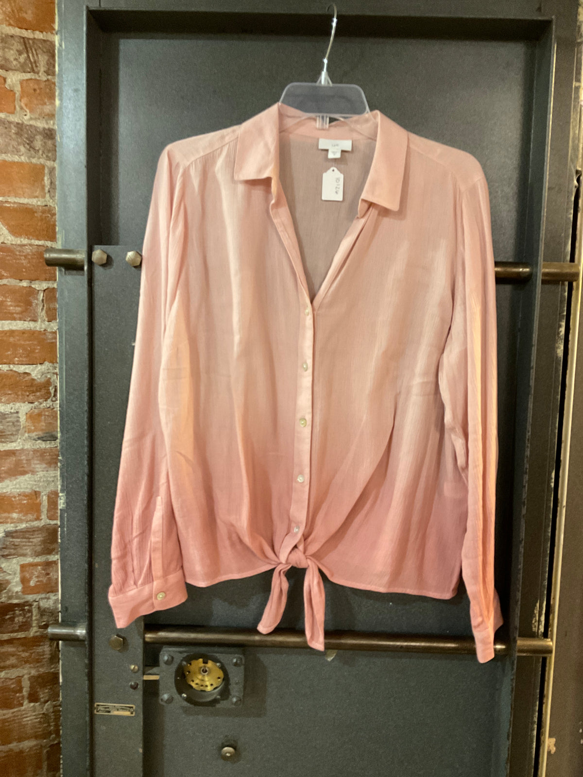 BLUSH J JILL BUTTON DOWN KNOTTED LONG SLEEVE SHIRT M