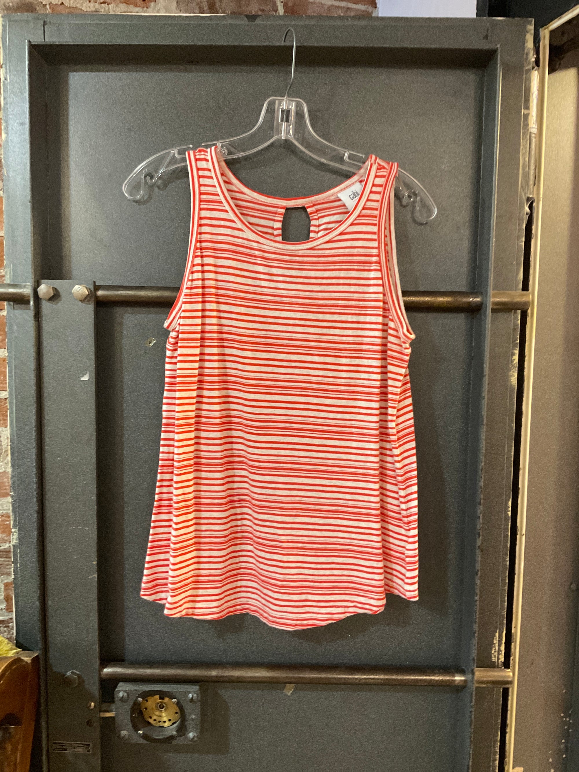 RED STRIPE CABI TANK TOP S