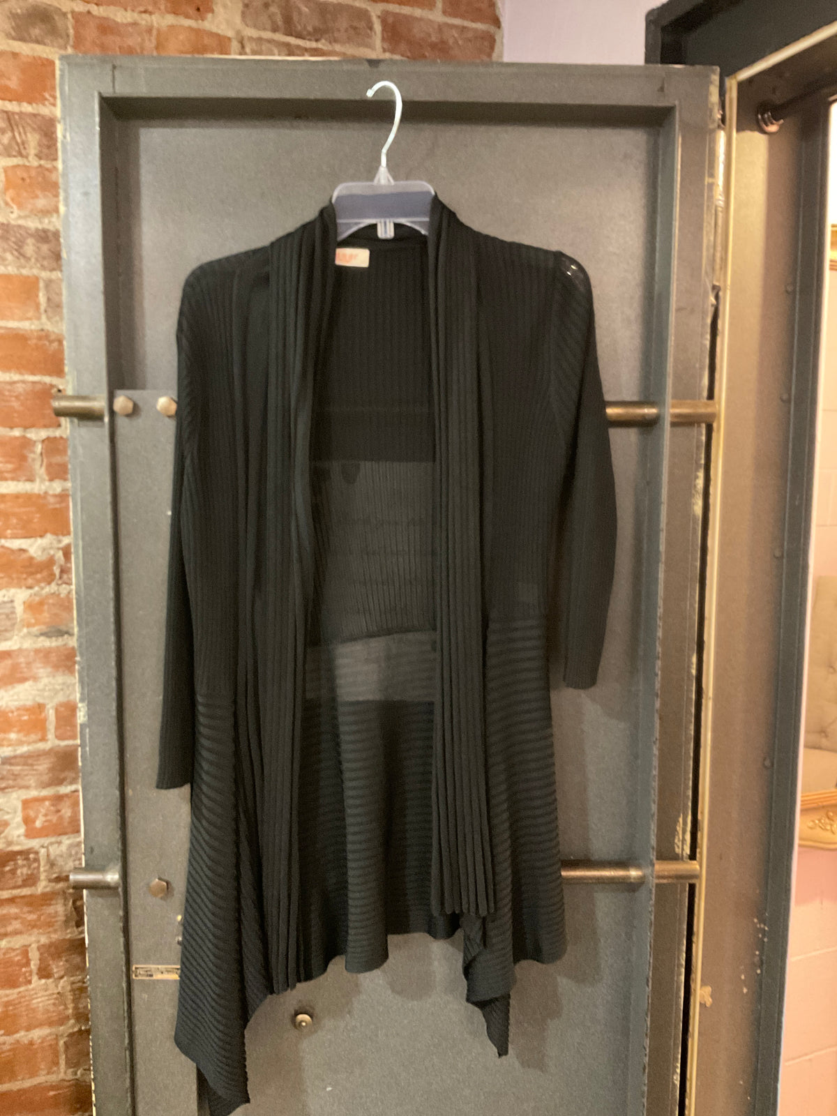 BLACK ORANGE BLACK LONG SLEEVE FLOWY CARDIGAN S/M