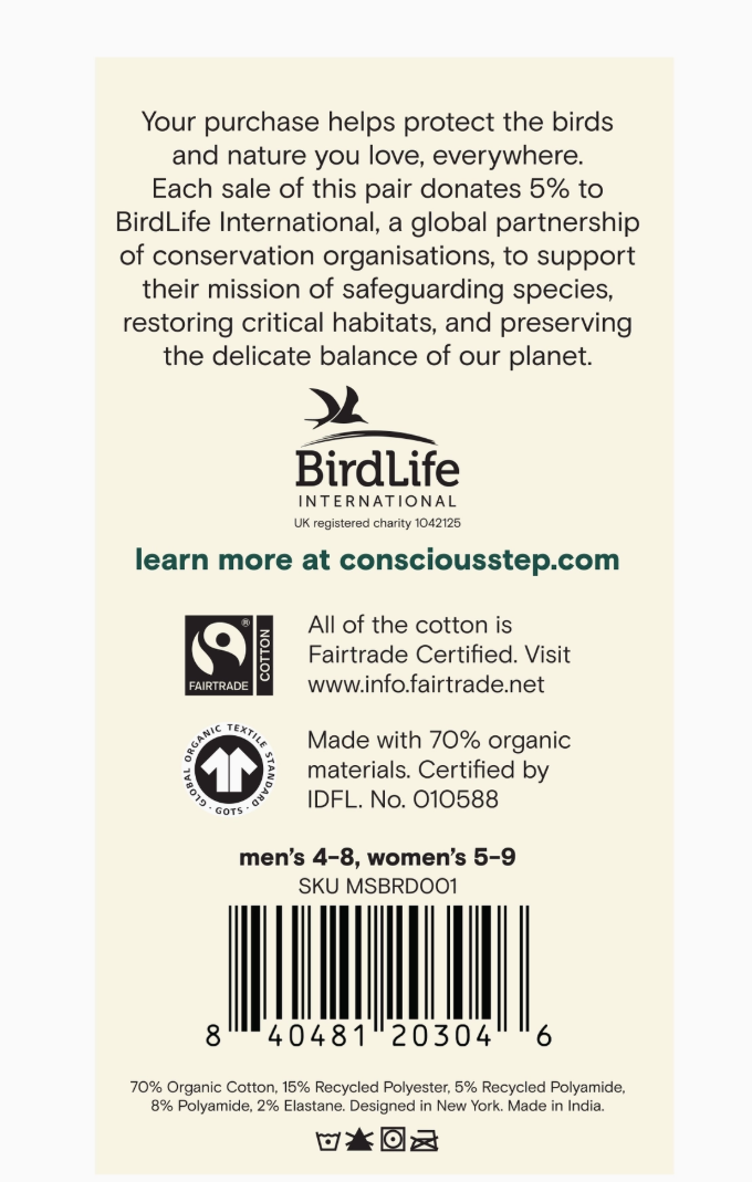 Conscious Step - Socks Protect Goldfinches