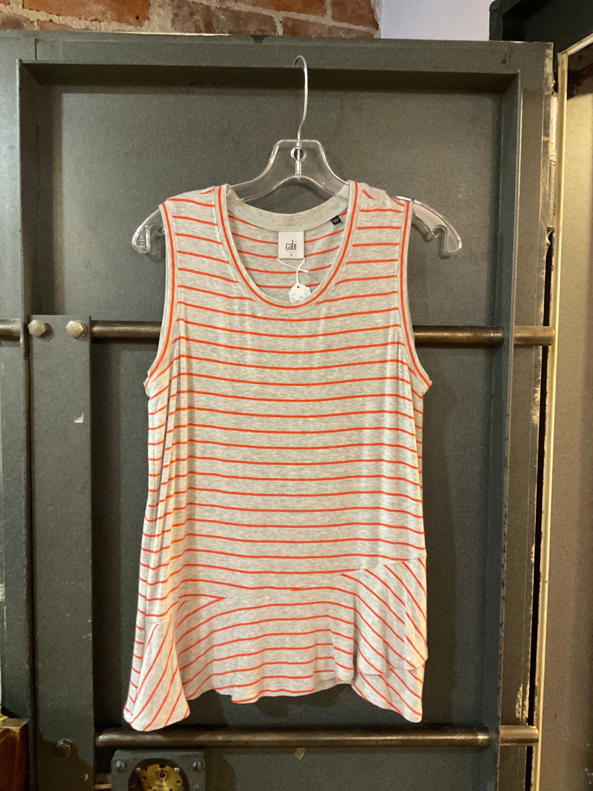 GREY STRIPE CABI TANK TOP S