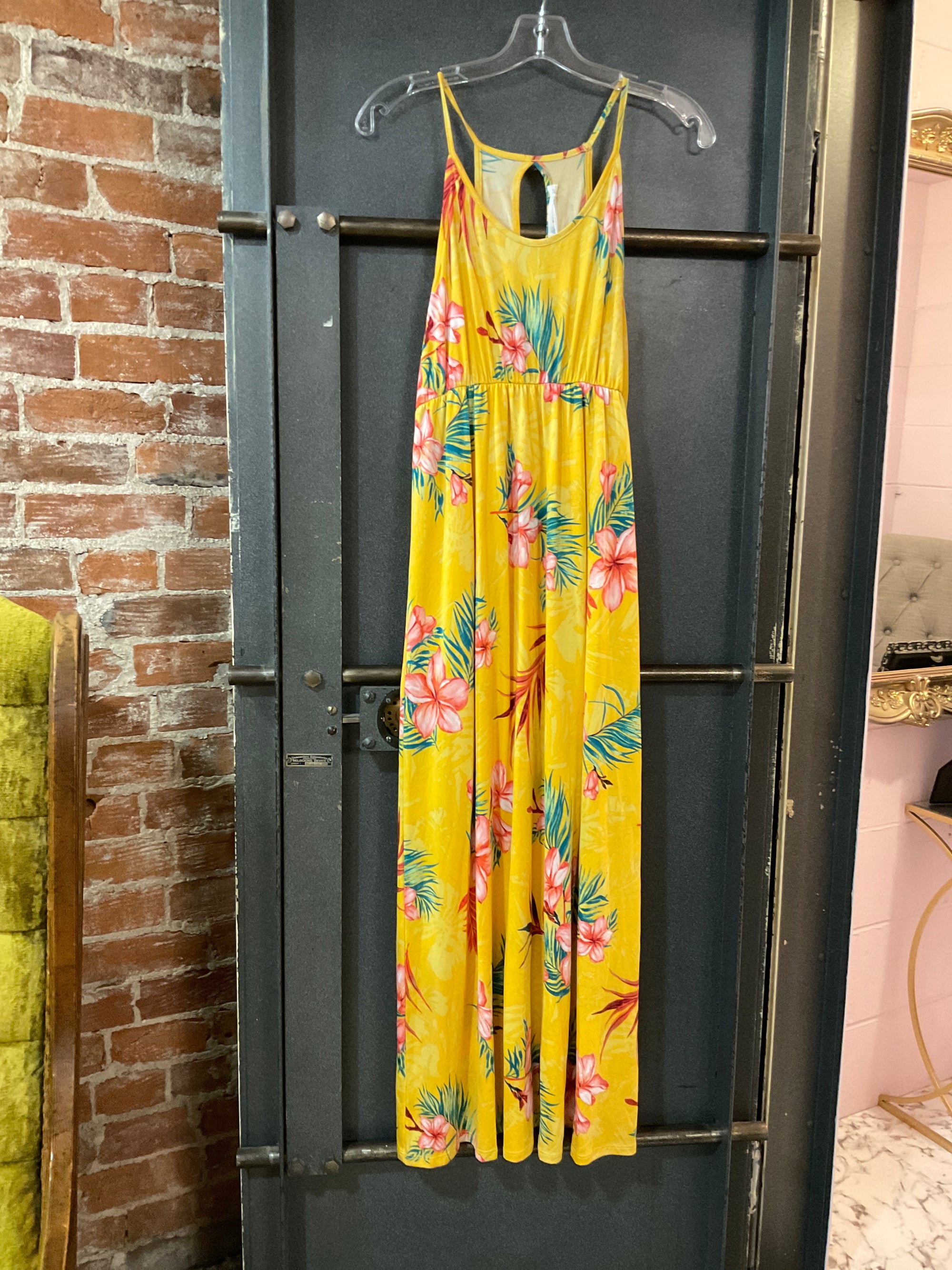 YELLOW FLORAL FSL DRESS L