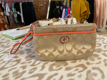 Load image into Gallery viewer, {{Client Code}} TAN/CORAL COACH wristlet
