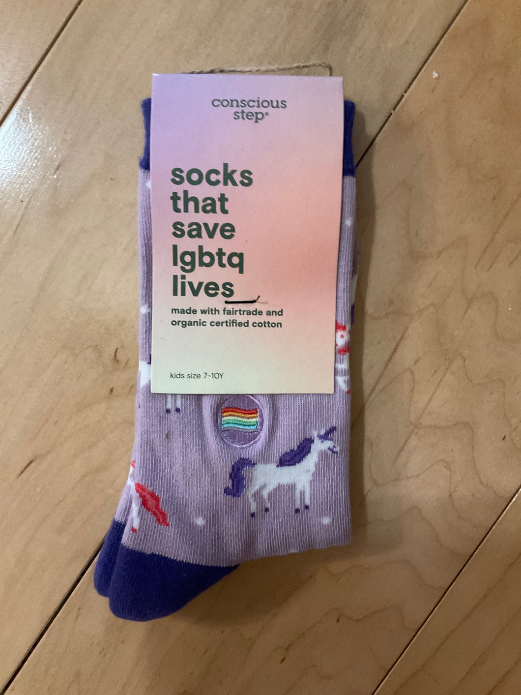 Conscious Step - unicorn lgbtq socks - Youth:7Y-10Y