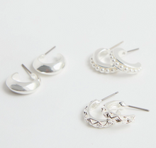 Load image into Gallery viewer, Downeast Silver Mini Hoop and Pearl Earring Trio
