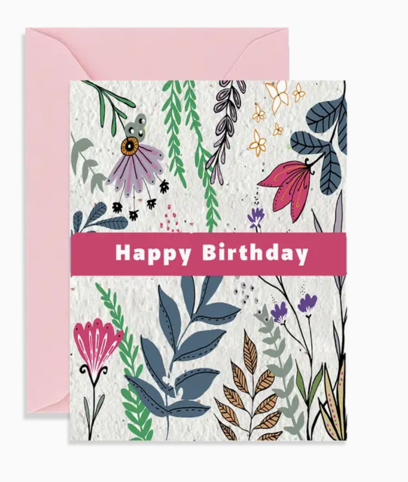 Artsy Em - Floral Happy Birthday - Plantable Card