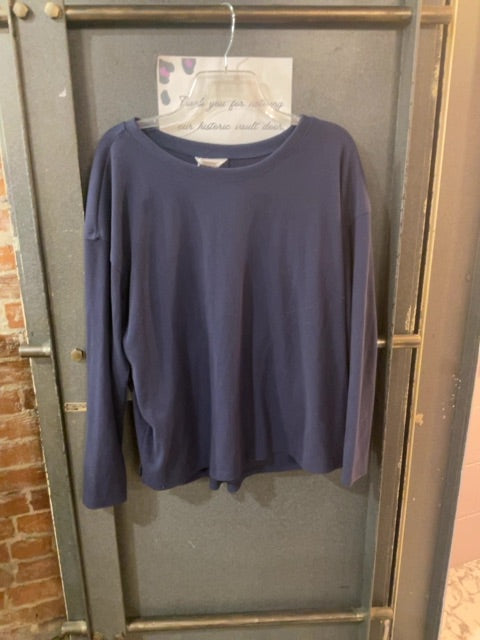 NAVY CASLON KNIT LONG SLEEVE SHIRT