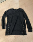 {{ClientCode}} BLACK JAG SWEATSHIRT tunic with snaps, XL