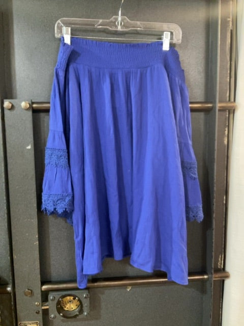 ROYAL BLUE EASEL 3/4 SLEEVE TOP M