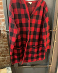 {{ClientCode}} RED/BLK PLAID J JILL CARDIGAN, XL