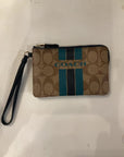 {{ClientCode}} BRN/TEAL COACH wristlet